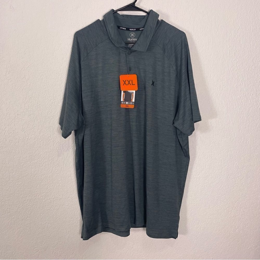 NWT Hurley Heathered Blue-Green Workout Golf Polo Top Size XXL